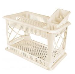 Сушилка для посуды Plast Team  с поддоном 2-х ярусная 490х175х325 мм молочный туман